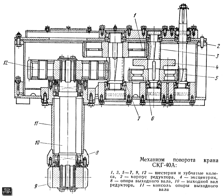 Механизм поворота крана СКГ-40А