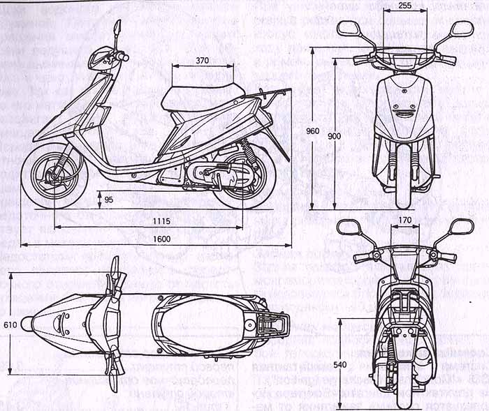 Технические характеристики. Скутер Yamaha Jog. Инструкция по устройству, техническому обслуживанию и ремонту.