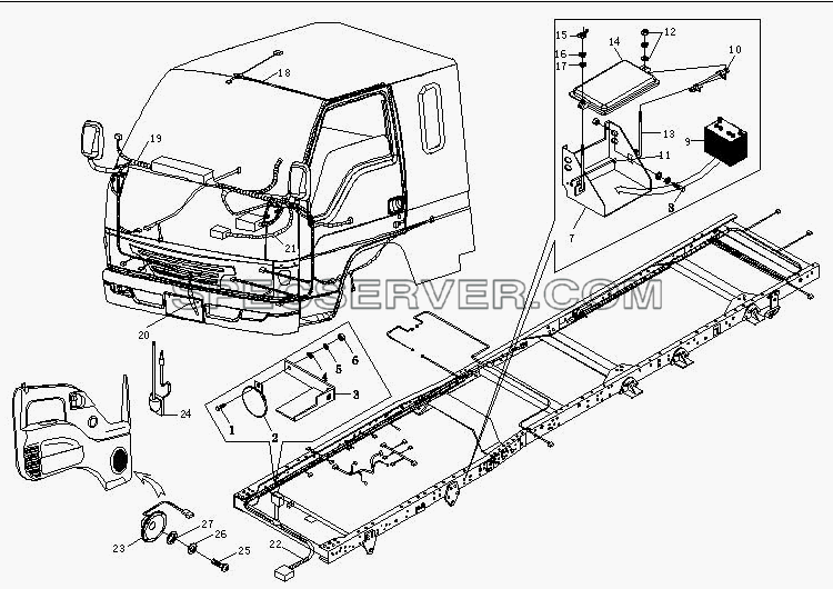 Кузов и рама для BJ 1044/1065 (список запасных частей)