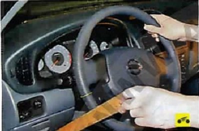Nissan Almera Classic. РЕГЛАМЕНТНОЕ ТЕХНИЧЕСКОЕ ОБСЛУЖИВАНИЕ. ПРОВЕРКА СВОБОДНОГО ХОДА (ЛЮФТА) РУЛЕВОГО КОЛЕСА