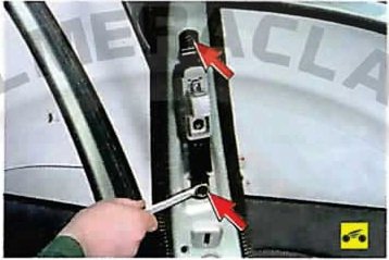 Nissan Almera Classic. СИСТЕМА ПАССИВНОЙ БЕЗОПАСНОСТИ (SRS). СНЯТИЕ И УСТАНОВКА ПЕРЕДНЕГО РЕМНЯ БЕЗОПАСНОСТИ