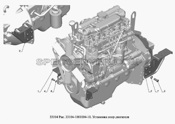 Установка опор двигателя для ГАЗ-33104 Валдай Евро 3 (список запасных частей)