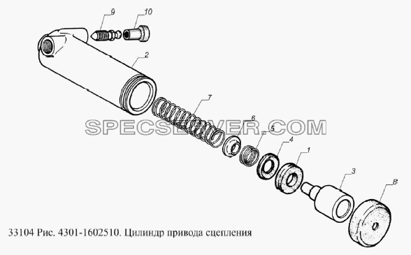 Цилиндр привода сцепления для ГАЗ-33104 Валдай Евро 3 (список запасных частей)