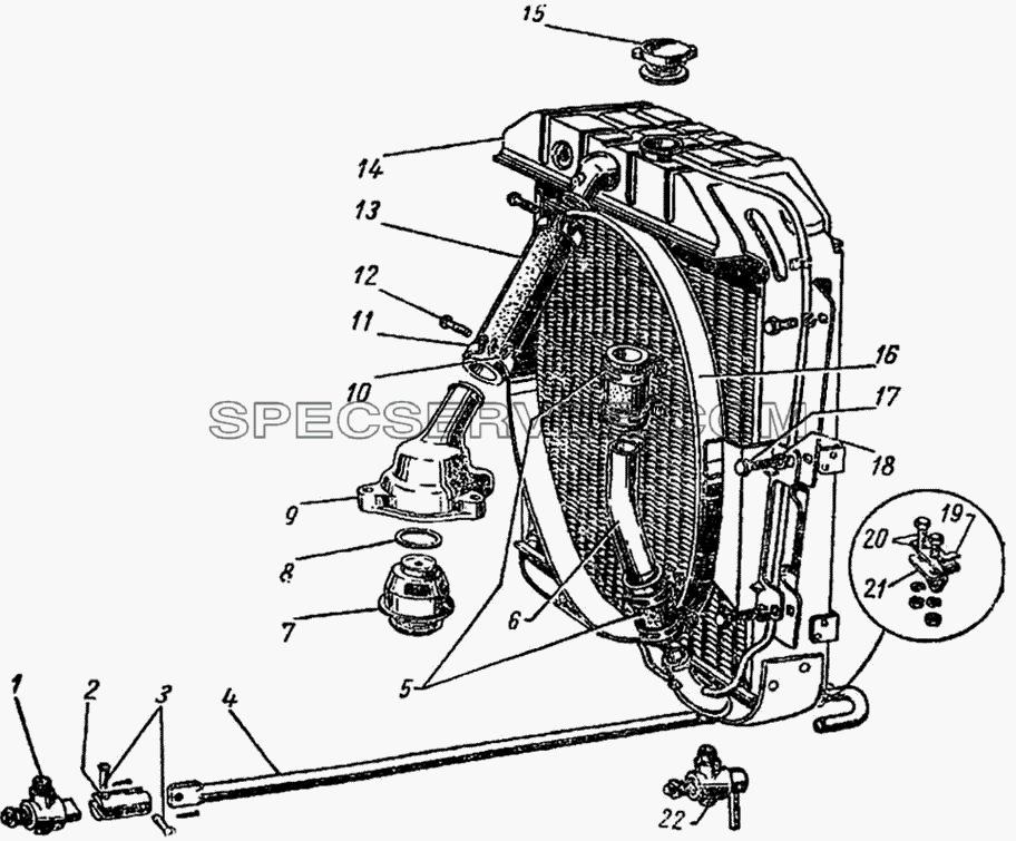 Радиатор для ГАЗ-51 (63, 63А) (список запасных частей)