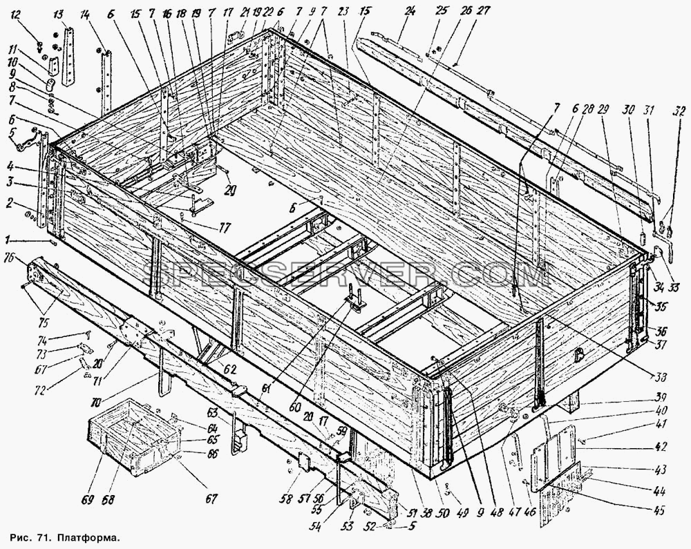 Платформа для ГАЗ-53 А (список запасных частей)