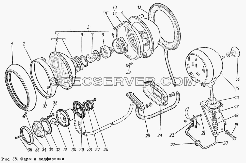 Фары и подфарники для ГАЗ-66 (Каталога 1983 г.) (список запасных частей)