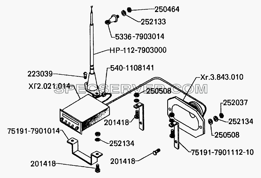 Радиоприемник и его установка для БелАЗ-7512 (список запасных частей)