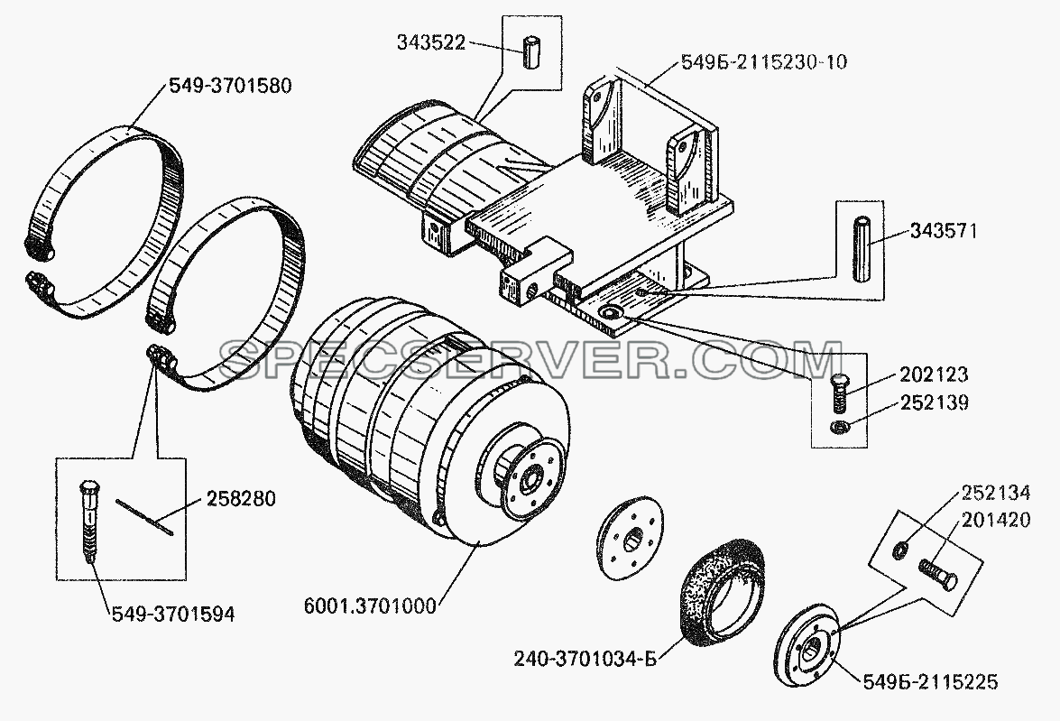 Синхронный генератор и его установка для БелАЗ-7512 (список запасных частей)