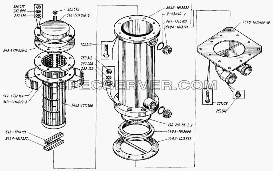Водомасляный теплообменник для БелАЗ-75231 (список запасных частей)