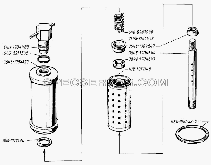 Фильтр тонкой очистки масла для БелАЗ-75231 (список запасных частей)