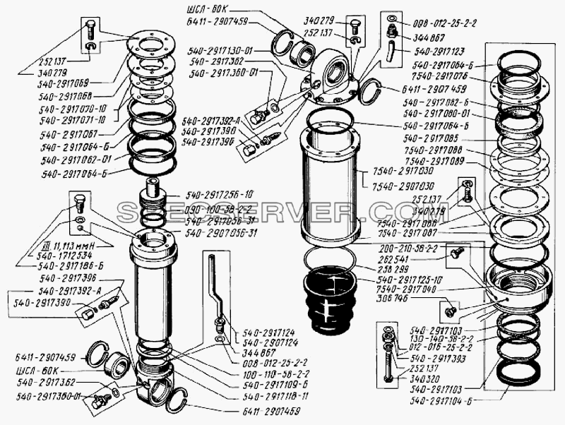 Цилиндр подвески для БелАЗ-75231 (список запасных частей)