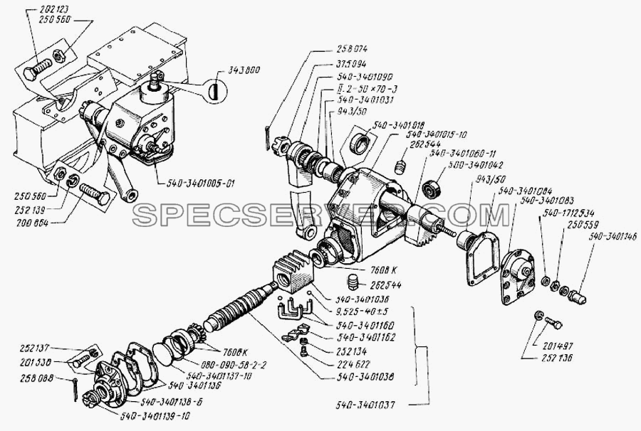 Рулевой механизм для БелАЗ-75231 (список запасных частей)