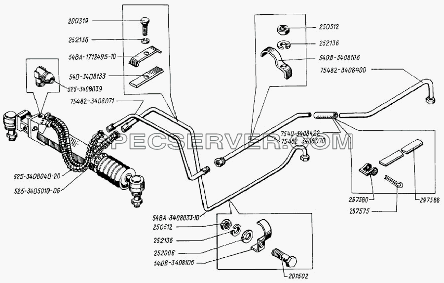 Трубопроводы рулевого управления для БелАЗ-75231 (список запасных частей)