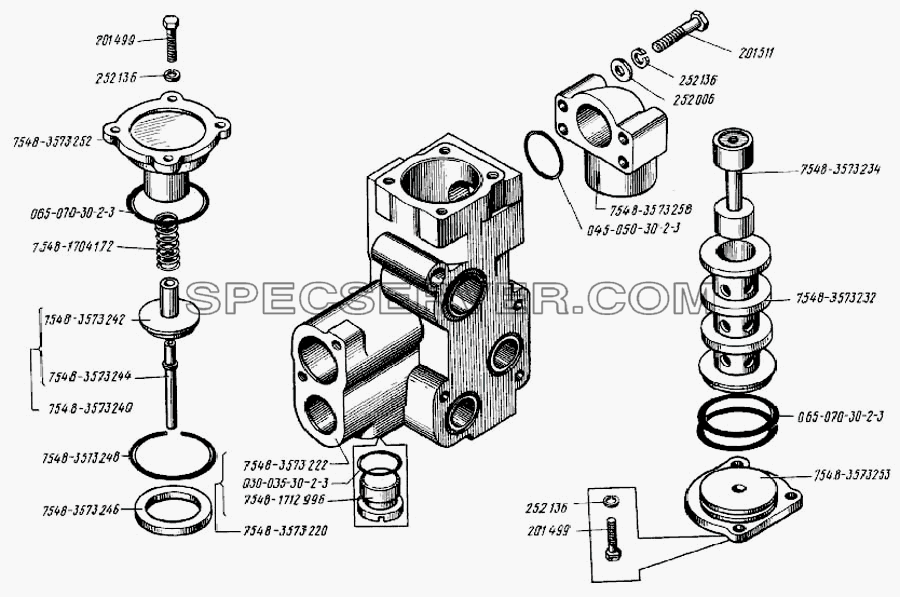 Механизм управления гидравлическим тормозом для БелАЗ-75231 (список запасных частей)