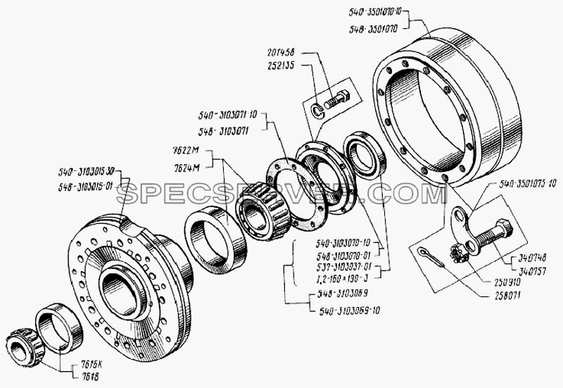 Ступица переднего колеса для БелАЗ-75401 (список запасных частей)