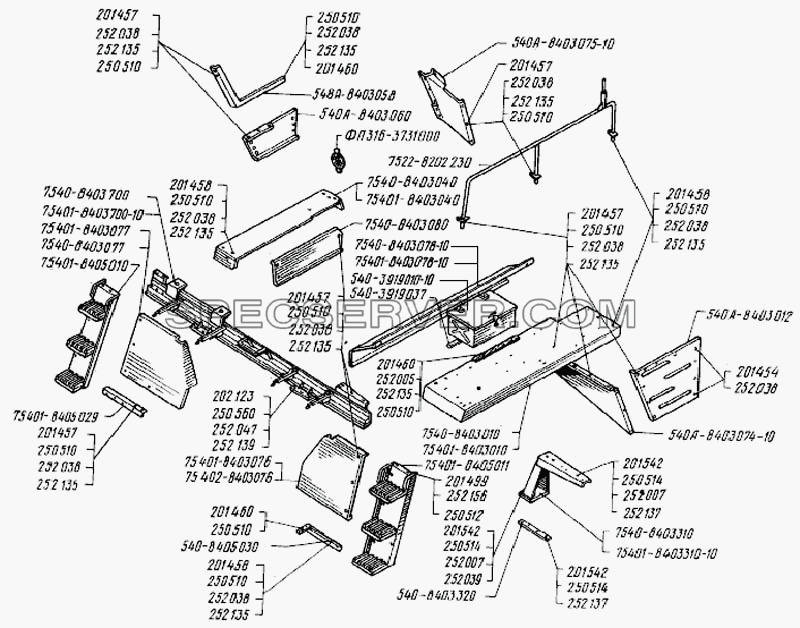 Крылья и подножки для БелАЗ-7540 (список запасных частей)