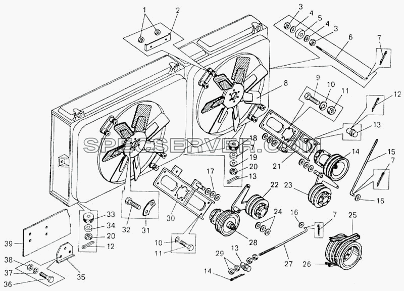 Вентиляторы и их привод для БелАЗ-7547 (список запасных частей)