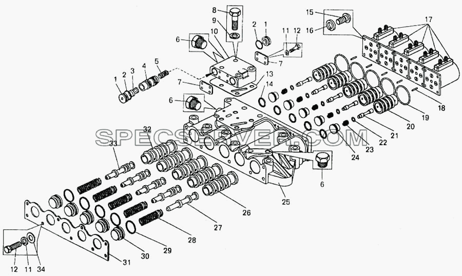 Механизм управления гидромеханической передачей для БелАЗ-7547 (список запасных частей)