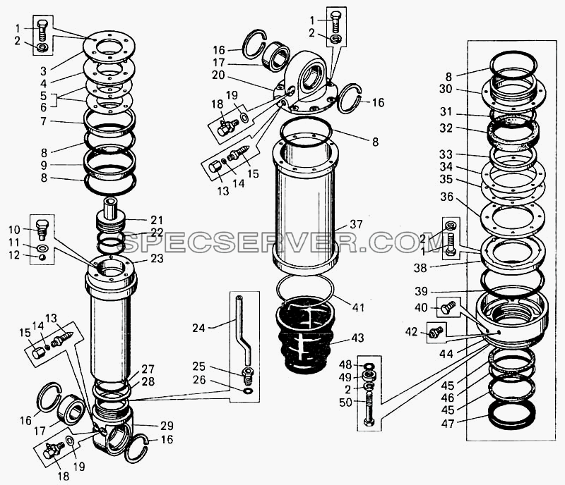 Цилиндр подвески для БелАЗ-7547 (список запасных частей)