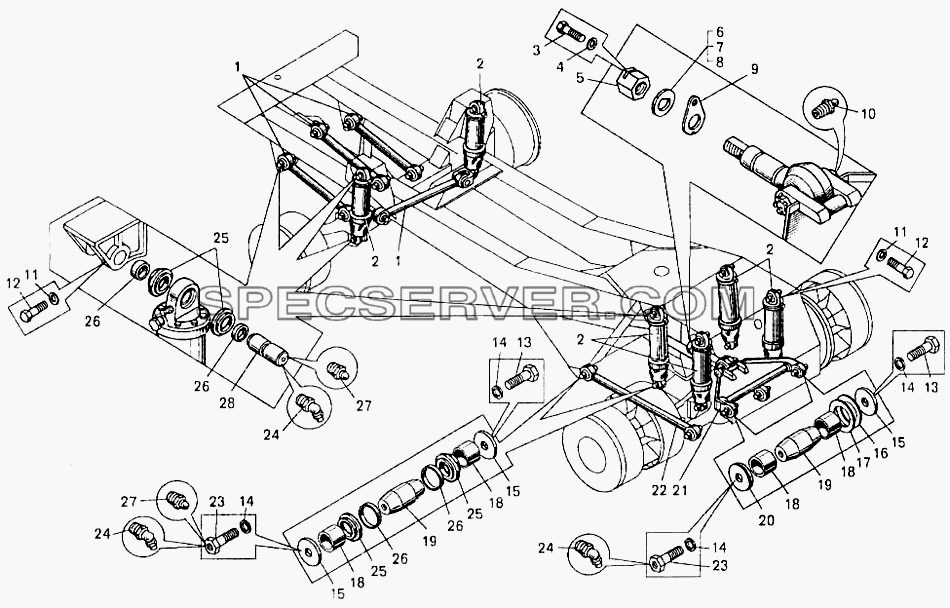 Установка передней и задней подвески для БелАЗ-7547 (список запасных частей)