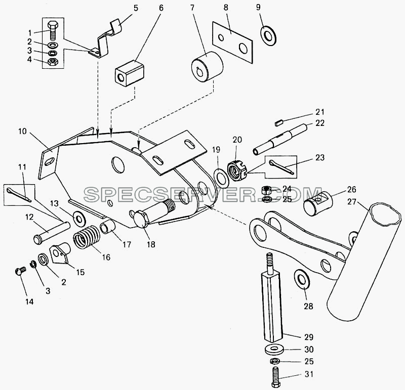 Колонка рулевая с кронштейном для БелАЗ-7547 (список запасных частей)