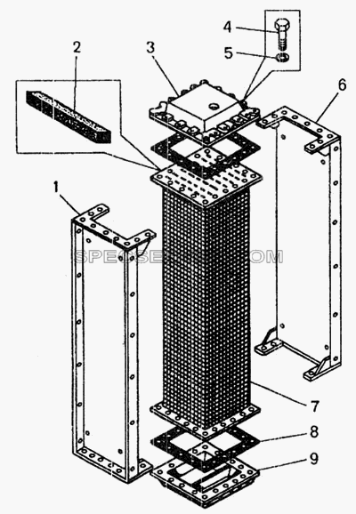 Радиатор (ширина 200 мм) (4.6) для БелАЗ-7548А (список запасных частей)