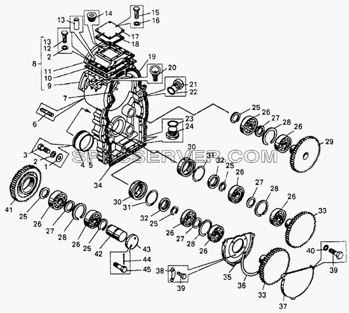 Картер гидротрансформатора с приводом насосов для БелАЗ-7548А (список запасных частей)