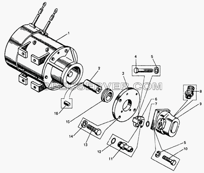 Электродвигатель аварийного привода рулевого управления для БелАЗ-7548А (список запасных частей)