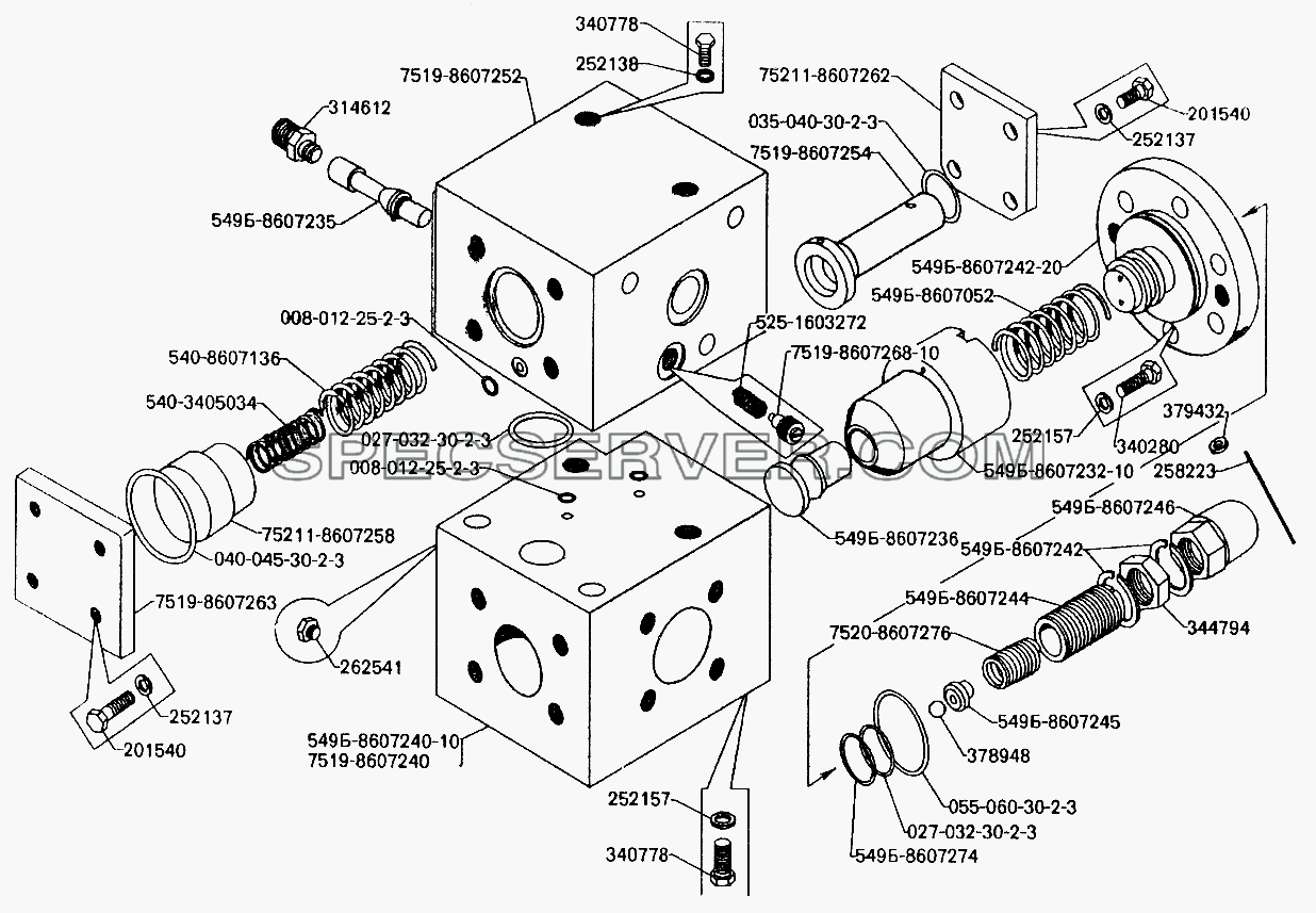 Клапан управления для БелАЗ-7549 (список запасных частей)