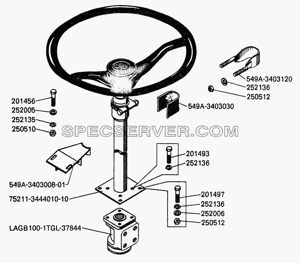 Установка колонки рулевого управления для БелАЗ-7549 (список запасных частей)