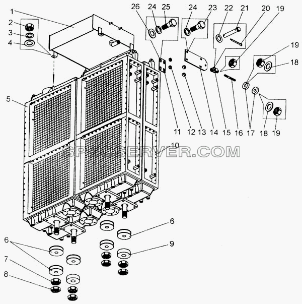 Установка радиаторов для БелАЗ-7555A (список запасных частей)
