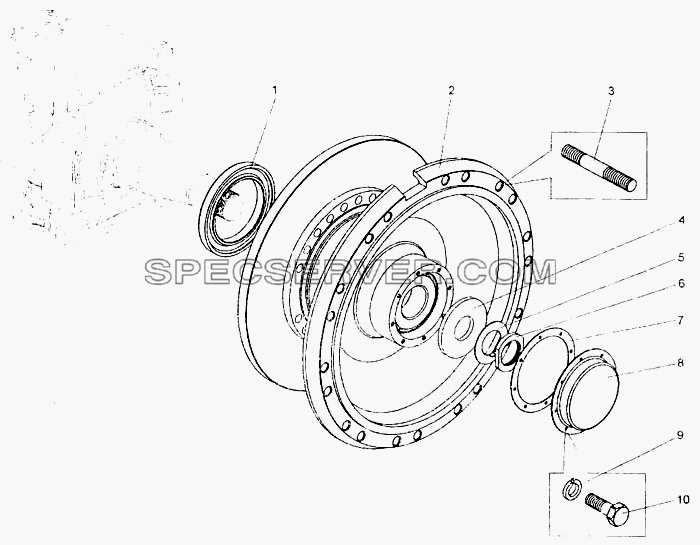 Установка ступицы переднего колеса для БелАЗ-7555A (список запасных частей)