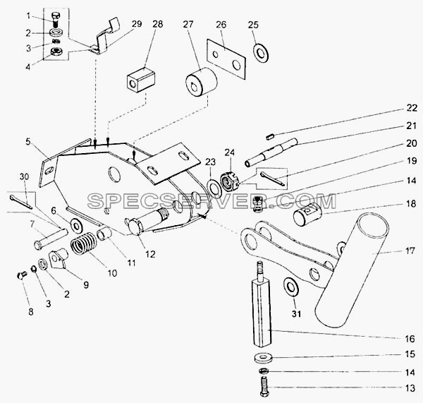 Колонка рулевая с кронштейнами для БелАЗ-7555A (список запасных частей)