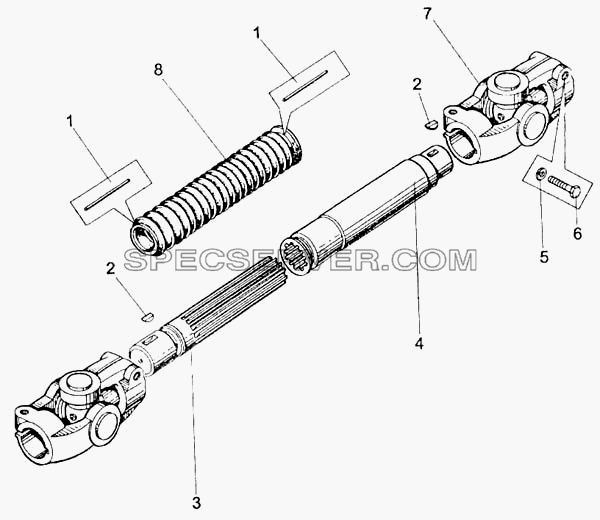 Вал карданный рулевого управления для БелАЗ-7555A (список запасных частей)
