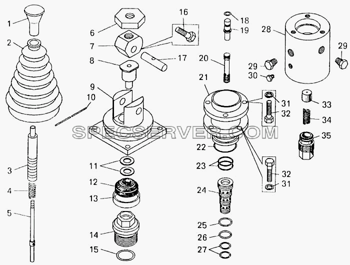 Кран управления стояночным тормозом для БелАЗ-7555A (список запасных частей)