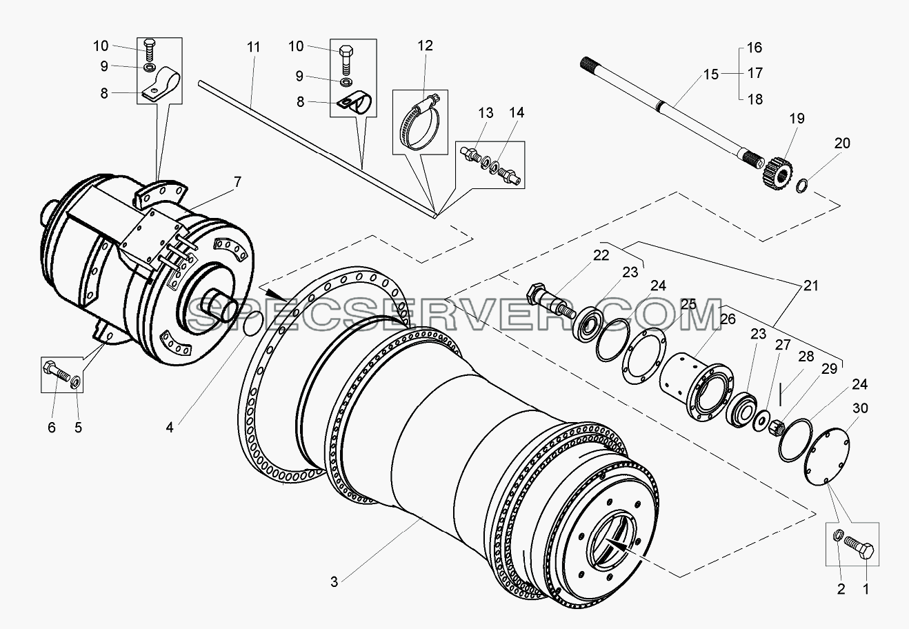 Электромотор-колесо правое 75600-3112010-10 для БелАЗ-75600 (список запасных частей)