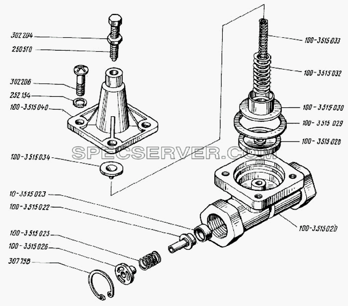 Клапан защитный одинарный для БелАЗ-7522 (список запасных частей)