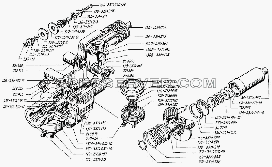 Кран тормозной для БелАЗ-7522 (список запасных частей)