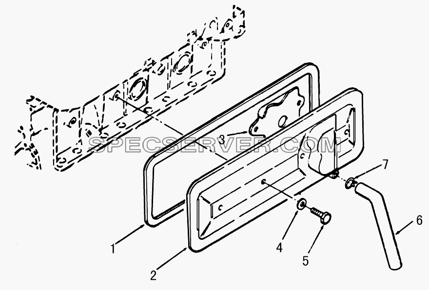 Крышка боковая головки блока цилиндров для EQ-1074 (список запасных частей)