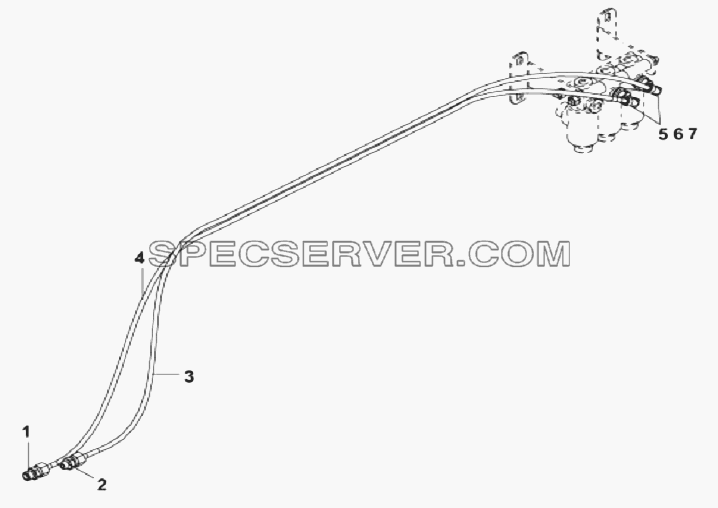 4205В-T1401 Трубопроводы управления КОМ для DFL-3251AXA Euro3 (список запасных частей)