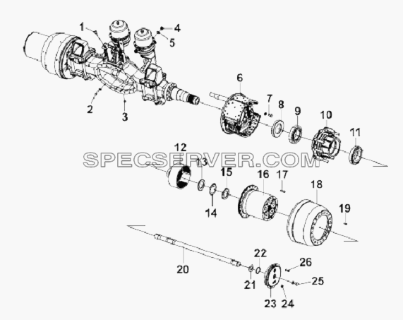 Rear Axle Installation Subassembly для L3251A3 (вара.) (список запасных частей)