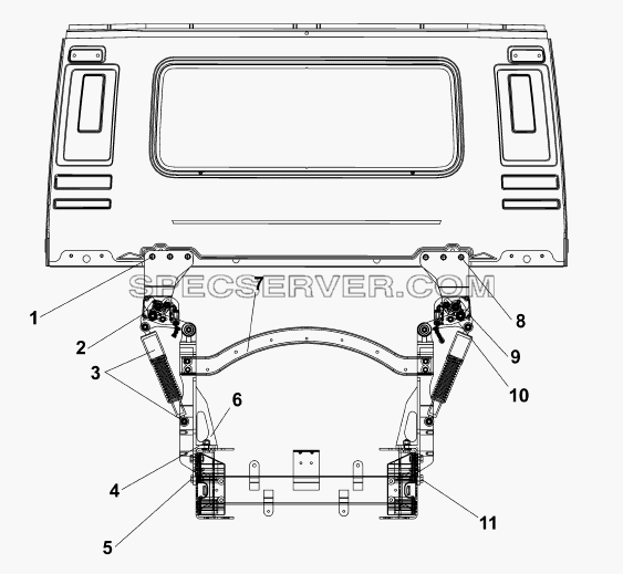 5001B-C0300 Задняя подвеска кабины для DFL-4251A (список запасных частей)