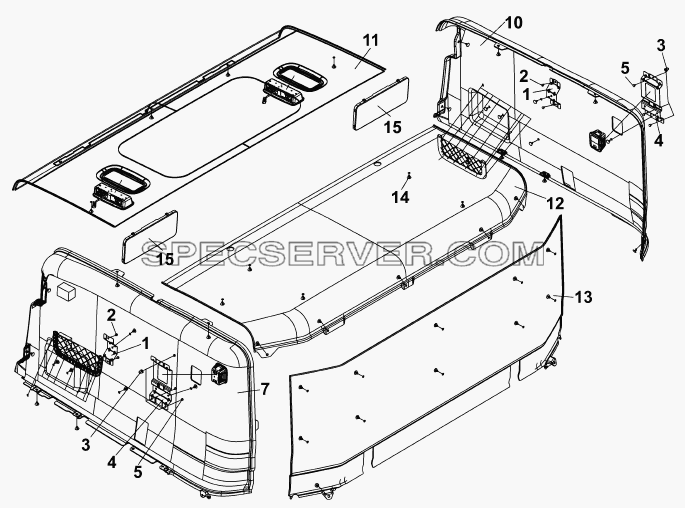 5702A-C0302 Внутренняя отделка крышы кабины для DFL-4251A (список запасных частей)