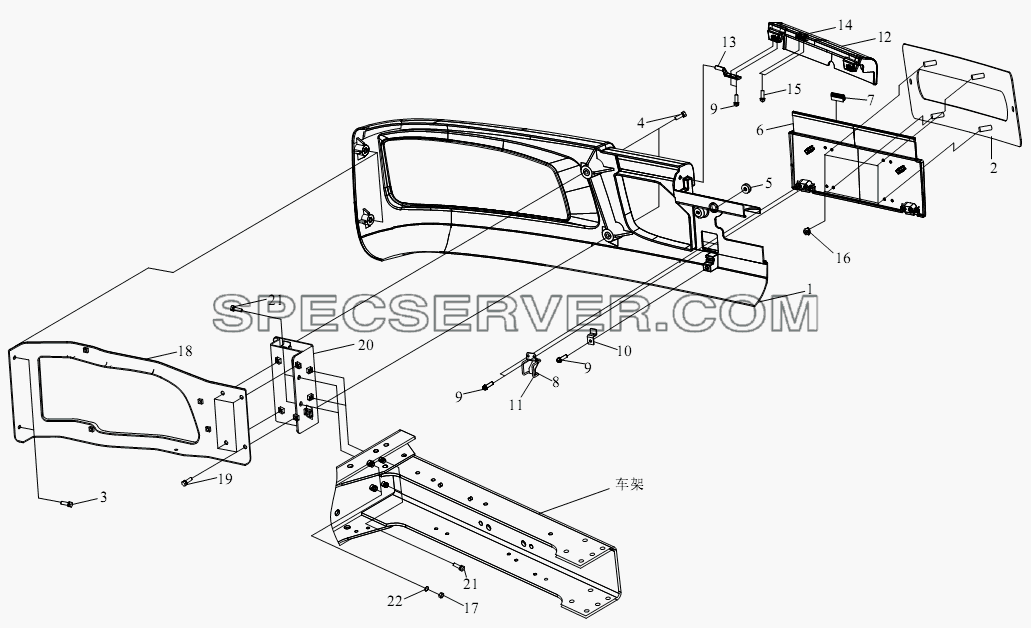 Передний бампер для СА-3252 (P2K2BT1A) (список запасных частей)