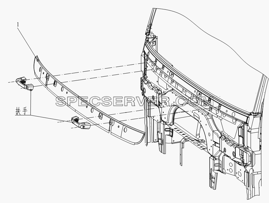 Нижняя отделочная плита переднего ветрового стекла для СА-3312 (P2K2B2T4A2Z) (список запасных частей)