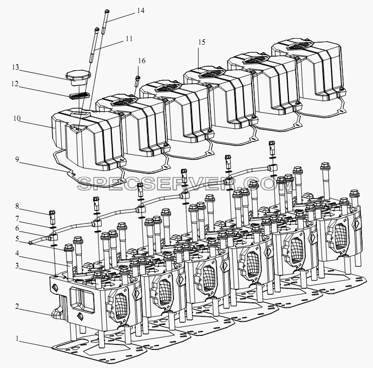 Блок крышки цилиндра для СА-4180 (P66K22A) (список запасных частей)
