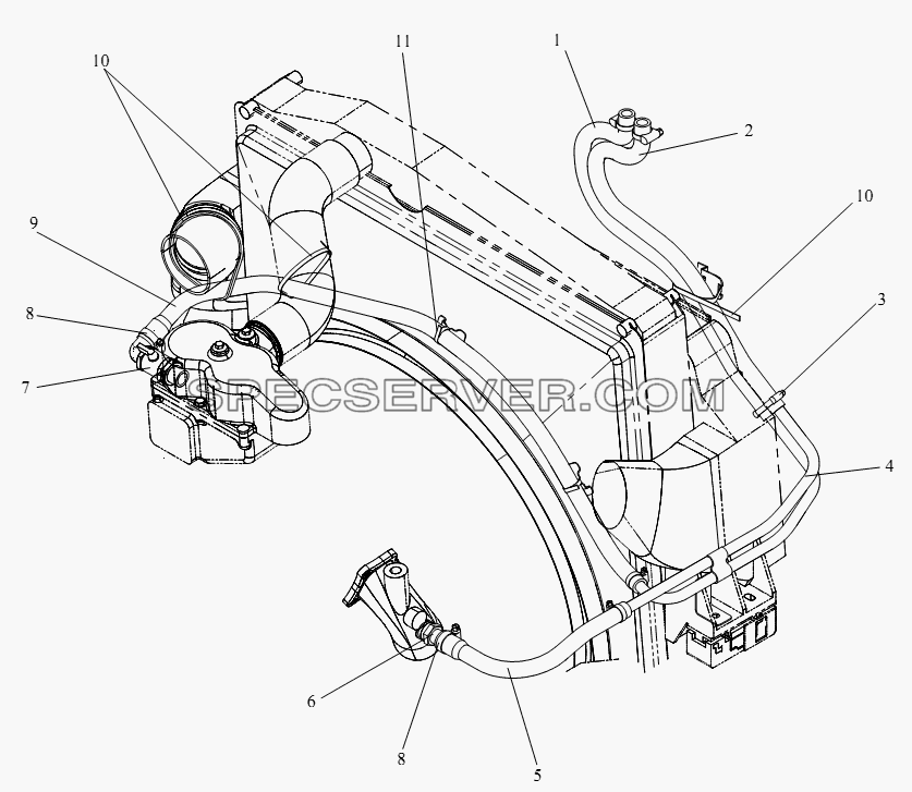 Трубопровод отопления для СА-4180 (P66K22A) (список запасных частей)