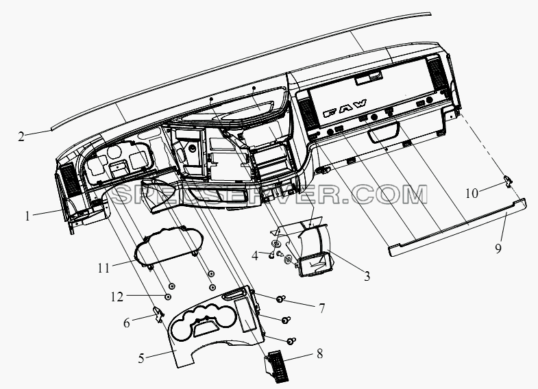 Блок приборной панели (III) для СА-4250 (P66K2T1A1EX) (список запасных частей)