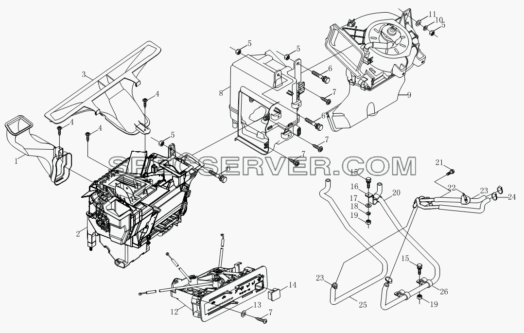 Отопление 1SB1808110108 , устройство тепляка 1SB1808110183 для BJ1039, BJ1049 (Aumark III) (список запасных частей)
