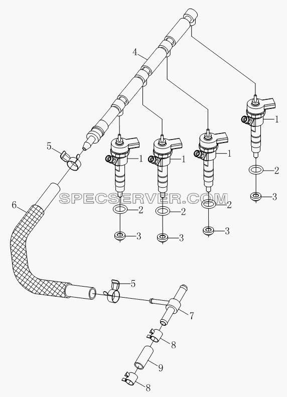 Двигатель в сборе (маслораспылитель и масляная труба нихкого давления) 1S10491000175, 1S10391000126 для BJ1039, BJ1049 (Aumark III) (список запасных частей)